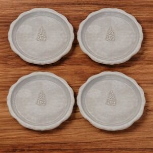 Hearth & Hand Magnolia Appetizer Plates Gray Scalloped Stoneware Set of 4 NEW